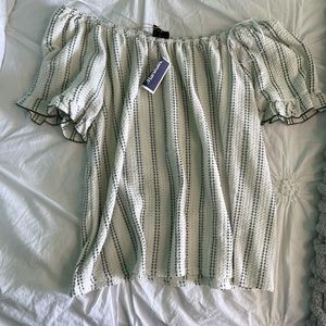 Green and white Marshall’s off the shoulder top